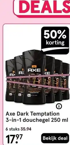 Etos Axe Dark Temptation 3-in-1 douchegel 250 ml aanbieding