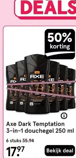 Etos Axe Dark Temptation 3-in-1 douchegel 250 ml aanbieding