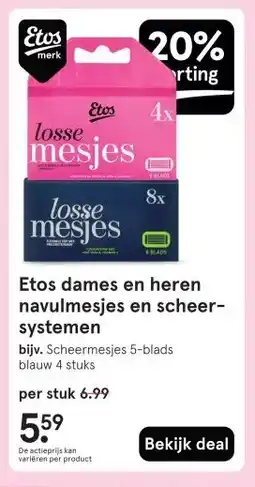 Etos Etos dames en heren navulmesjes en scheer- systemen aanbieding