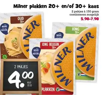 Boon`s Markt Milner plakken 20+ en/of 30+ kaas aanbieding