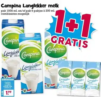 Boon`s Markt Campina Langlekker melk aanbieding