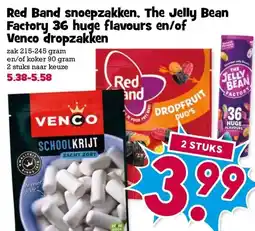 Boon`s Markt Red Band snoepzakken, The Jelly Bean Factory 36 huge flavours en/of Venco dropzakken aanbieding