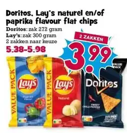 Boon`s Markt Doritos, Lay's naturel en/of paprika flavour flat chips aanbieding