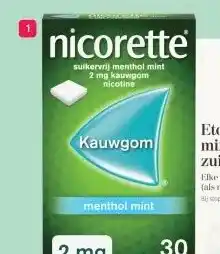 Etos Nicorette suikervrij Menthol Mint kauwgom aanbieding