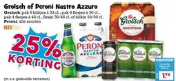 Boon`s Markt Grolsch of Peroni Nastro Azzuro aanbieding
