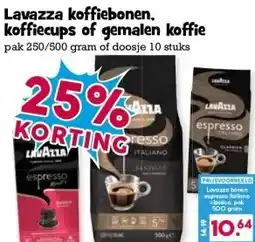 Boon`s Markt Lavazza koffiebonen. koffiecups of gemalen koffie aanbieding