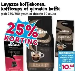 Boon`s Markt Lavazza koffiebonen. koffiecups of gemalen koffie aanbieding