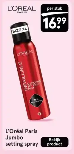 Etos L'Oréal Paris Jumbo setting spray aanbieding
