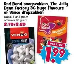 Boon`s Markt Red Band snoepzakken, The Jelly Bean Factory 36 huge flavours of Venco dropzakken aanbieding