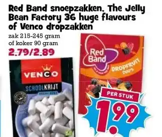 Boon`s Markt Red Band snoepzakken, The Jelly Bean Factory 36 huge flavours of Venco dropzakken aanbieding