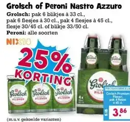 Boon`s Markt Grolsch of Peroni Nastro Azzuro aanbieding