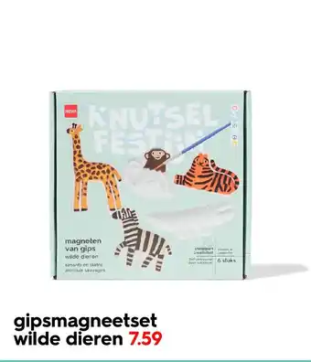 HEMA Gipsmagneetset wilde dieren aanbieding