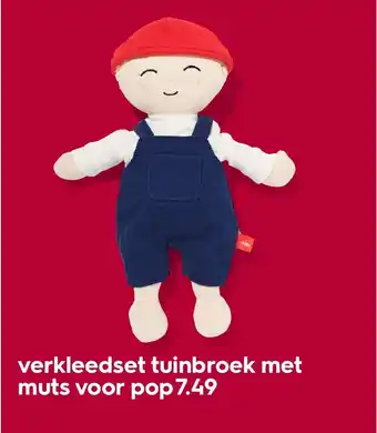 HEMA Verkleedset tuinbroek met muts voor pop aanbieding