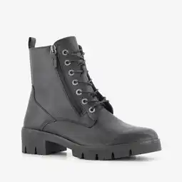 Scapino Hush Puppies leren dames veterboots zwart aanbieding