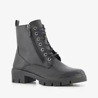 Scapino Hush Puppies leren dames veterboots zwart aanbieding
