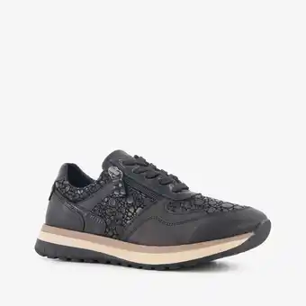 Scapino Hush Puppies leren dames sneakers zwart aanbieding