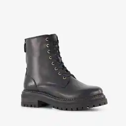Scapino Harper leren dames veterboots met rits zwart aanbieding