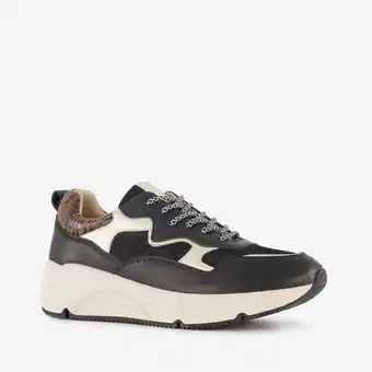 Scapino Hush Puppies leren dames sneakers zwart goud aanbieding
