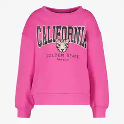 Scapino TwoDay meisjes sweater met tekst en panterkop roze aanbieding