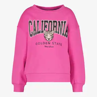 Scapino TwoDay meisjes sweater met tekst en panterkop roze aanbieding