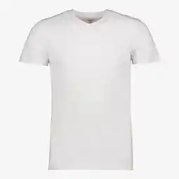 Scapino Unsigned heren GOTS T-shirt wit katoen V-hals aanbieding