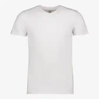 Scapino Unsigned heren GOTS T-shirt wit katoen V-hals aanbieding