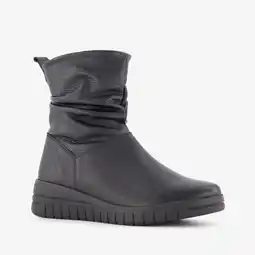 Scapino Hush Puppies leren dames enkellaarsjes zwart aanbieding