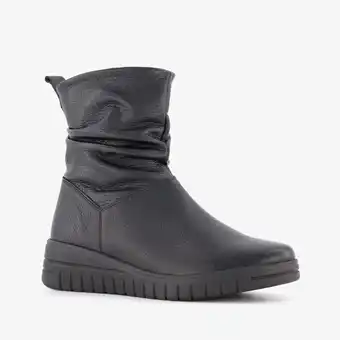 Scapino Hush Puppies leren dames enkellaarsjes zwart aanbieding
