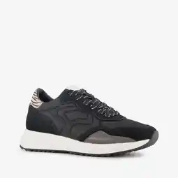 Scapino Hush Puppies suede dames sneakers met zebraprint details zwart aanbieding