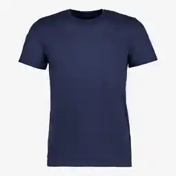 Scapino Unsigned heren GOTS T-shirt blauw katoen ronde hals aanbieding