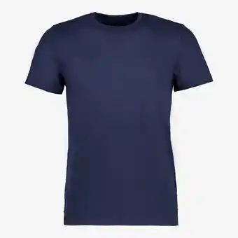 Scapino Unsigned heren GOTS T-shirt blauw katoen ronde hals aanbieding