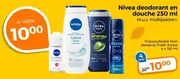 Trekpleister Nivea deodorant en douche 250 ml aanbieding