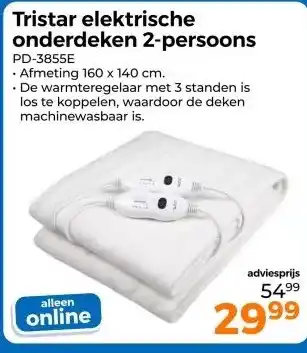 Trekpleister Tristar elektrische onderdeken 2-persoons aanbieding