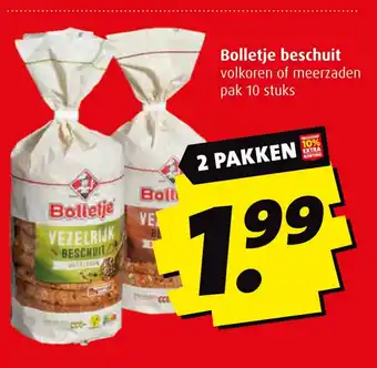 Boni Bolletje beschuit volkoren of meerzaden aanbieding