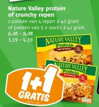 Poiesz Nature Valley protein of crunchy repen aanbieding