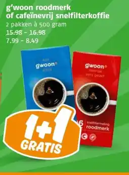 Poiesz g'woon roodmerk of cafeïnevrij snelfilterkoffie aanbieding