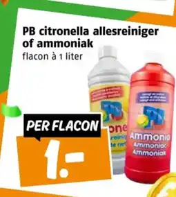 Poiesz PB citronella allesreiniger of ammoniak aanbieding