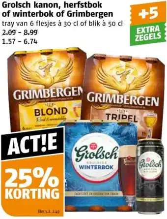 Poiesz Grolsch kanon, herfstbok of winterbok of Grimbergen aanbieding