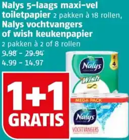 Poiesz Nalys 5-laags maxi-vel toiletpapier, Nalys vochtvangers of wish keukenpapier aanbieding