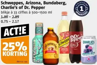Poiesz Schweppes, Arizona, Bundaberg, Charlie's of Dr. Pepper aanbieding