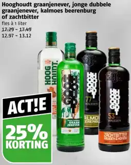 Poiesz Hooghoudt graanjenever, jonge dubbele graanjenever, kalmoes beerenburg of zachtbitter aanbieding