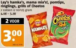 Poiesz Lay's hamka's, mama mia's!, pomtips, ringlings, grills of Cheetos aanbieding