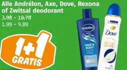 Poiesz Alle Andrélon, Axe, Dove, Rexona of Zwitsal deodorant aanbieding