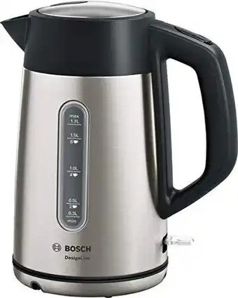 Amazon Bosch Designline Waterkoker, TWK4P440, 1.7 liter, Ergonmisch gebruik, Kopjesindicator, RVS aanbieding