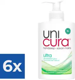 Bol.com Unicura Vloeibare Zeep Ultra 250 ml Pomp - Voordeelverpakking 6 stuks aanbieding