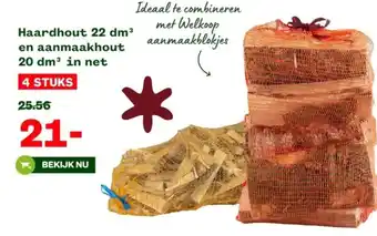 Welkoop Haardhout 22 dm en aanmaakhout 20 dm in net aanbieding