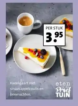 Intratuin Kwarktaart met sinaasappelcoulis en bosvruchten. aanbieding
