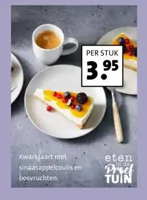Intratuin Kwarktaart met sinaasappelcoulis en bosvruchten. aanbieding