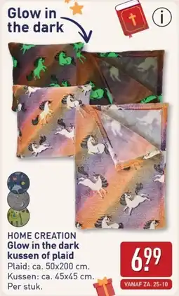 ALDI HOME CREATION Glow in the dark kussen of plaid aanbieding