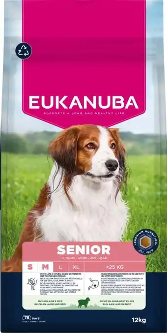 Welkoop Eukanuba Senior Small/Medium - Hondenvoer - Lam - 12kg aanbieding